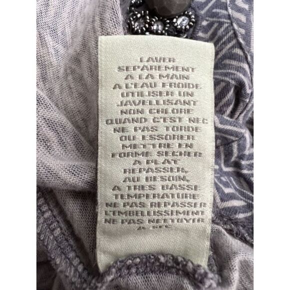 Anthropologie Deletta Women's Gray & Cream Jeweled Neckline Tank Top Siz… - Picture 8 of 8